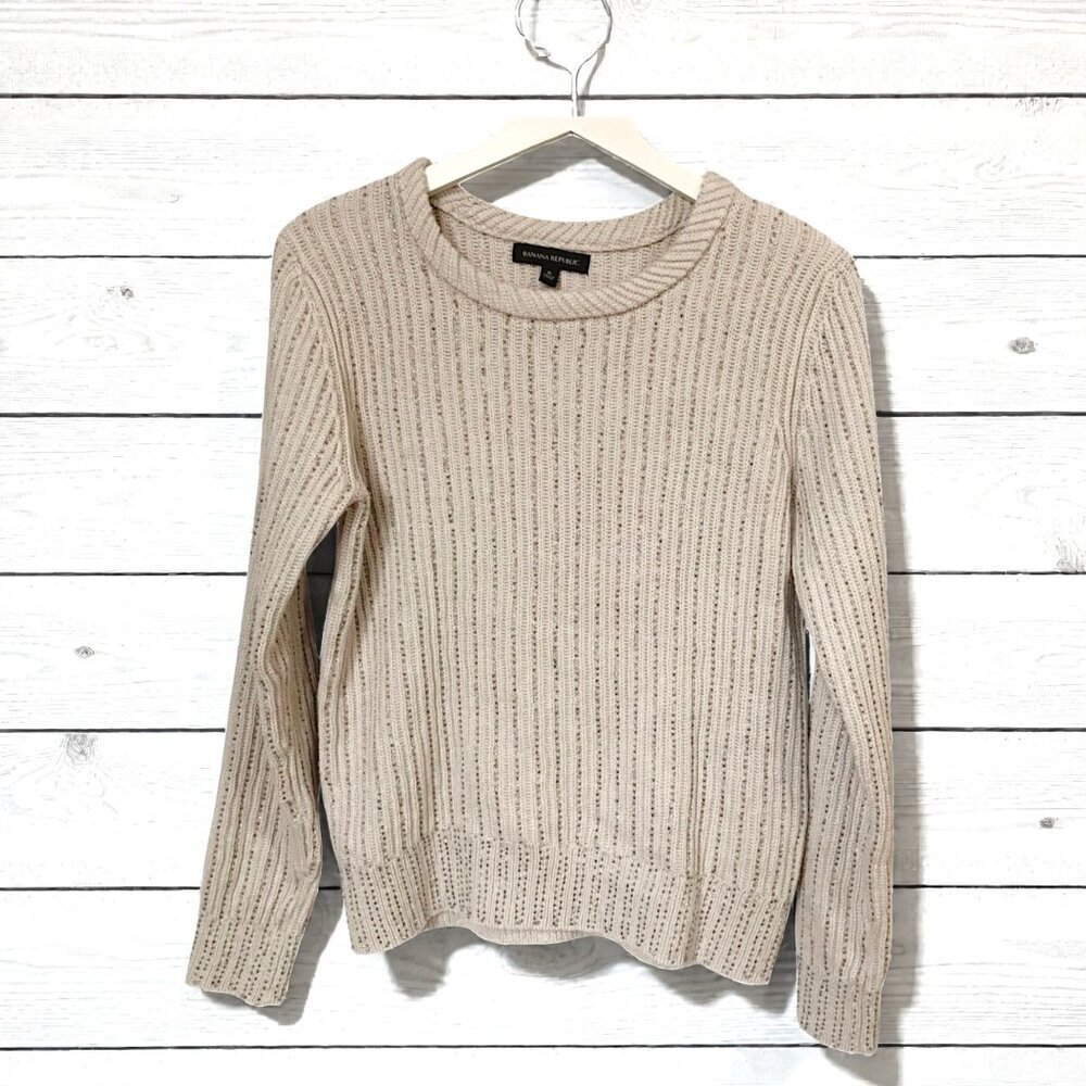Banana Republic beaded crew neck sweater, size S, cotton blend